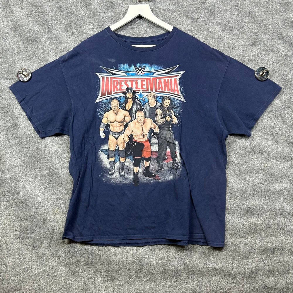 Vintage WWE WrestleMania T-Shirt Men's Blue Short Sleeve Graphic Tee - 2XL